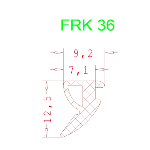 Уплотнитель Алютех FRK 36 5мм чёрный 1 метр.