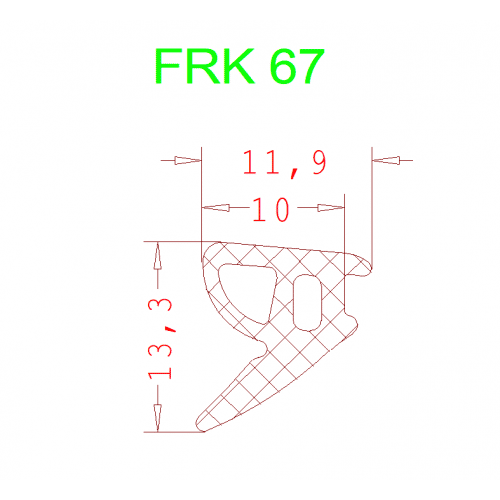 Уплотнитель Алютех FRK 67 7мм чёрный 1 метр.